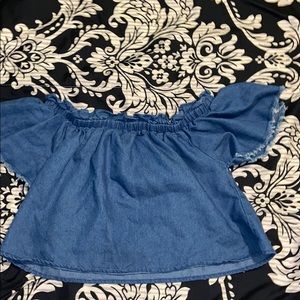 Off Shoulder Blue Croptop